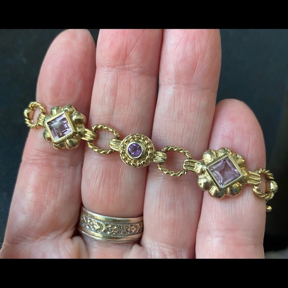 FAS Sterling (gold over) Amethyst Bracelet - Picture 4 of 14
